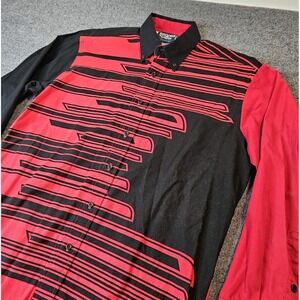 Vintage Brooks‎ And Dunn Western Shirt 90s Geometric Red Black Neck Size 16.5